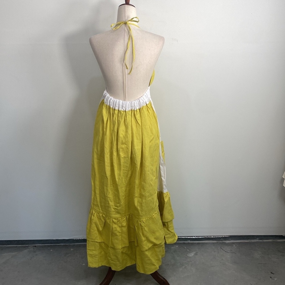 Fanm Mon Halter Linen Dress Medium Floral Embroidered NWT - Picture 8 of 14